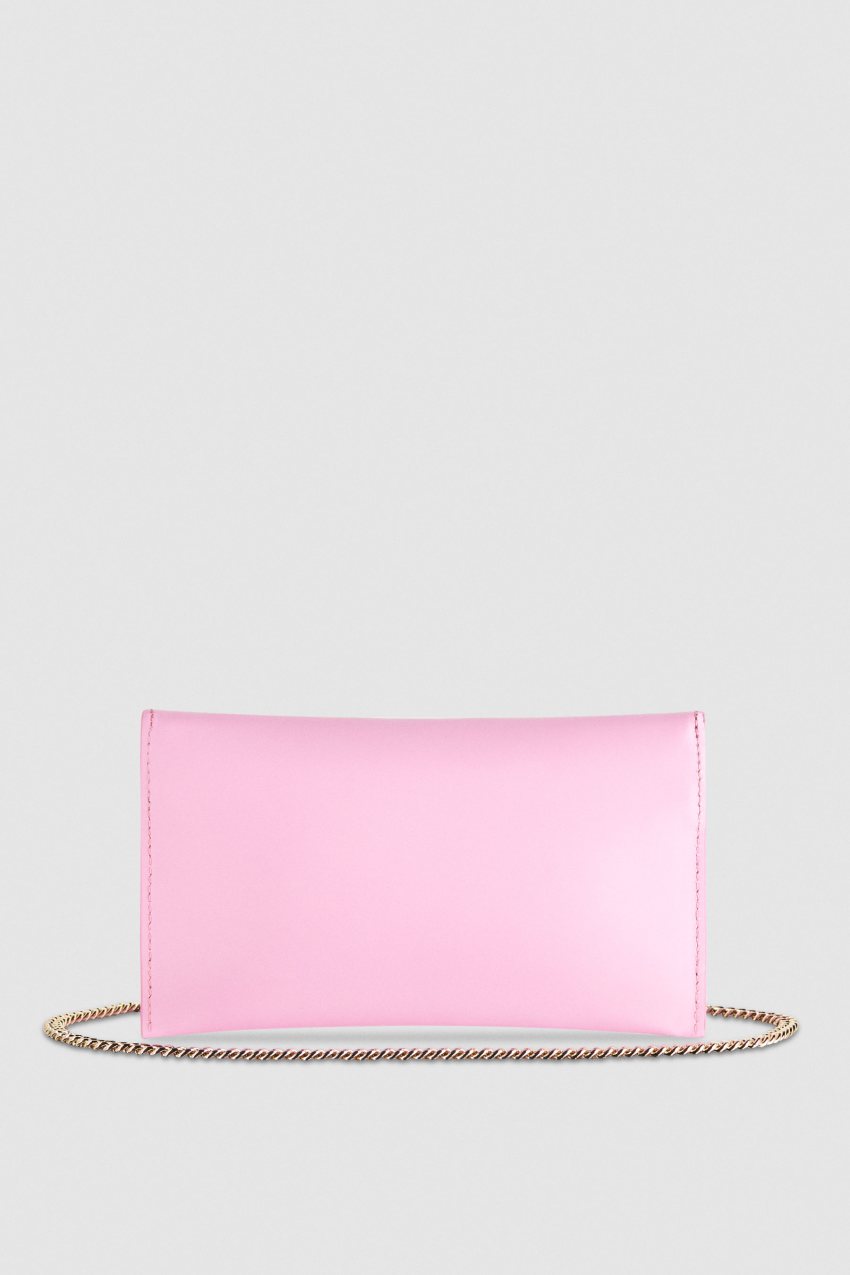 Pink Patrizia Pepe Leather Clutch Bag With Chain Shoulder Strap | ZMQ104827