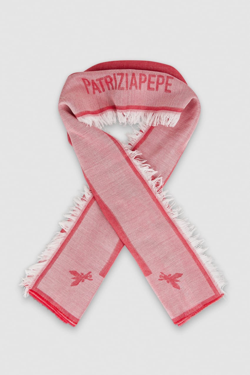 Pink Patrizia Pepe Logo Print Scarf | YWD214630