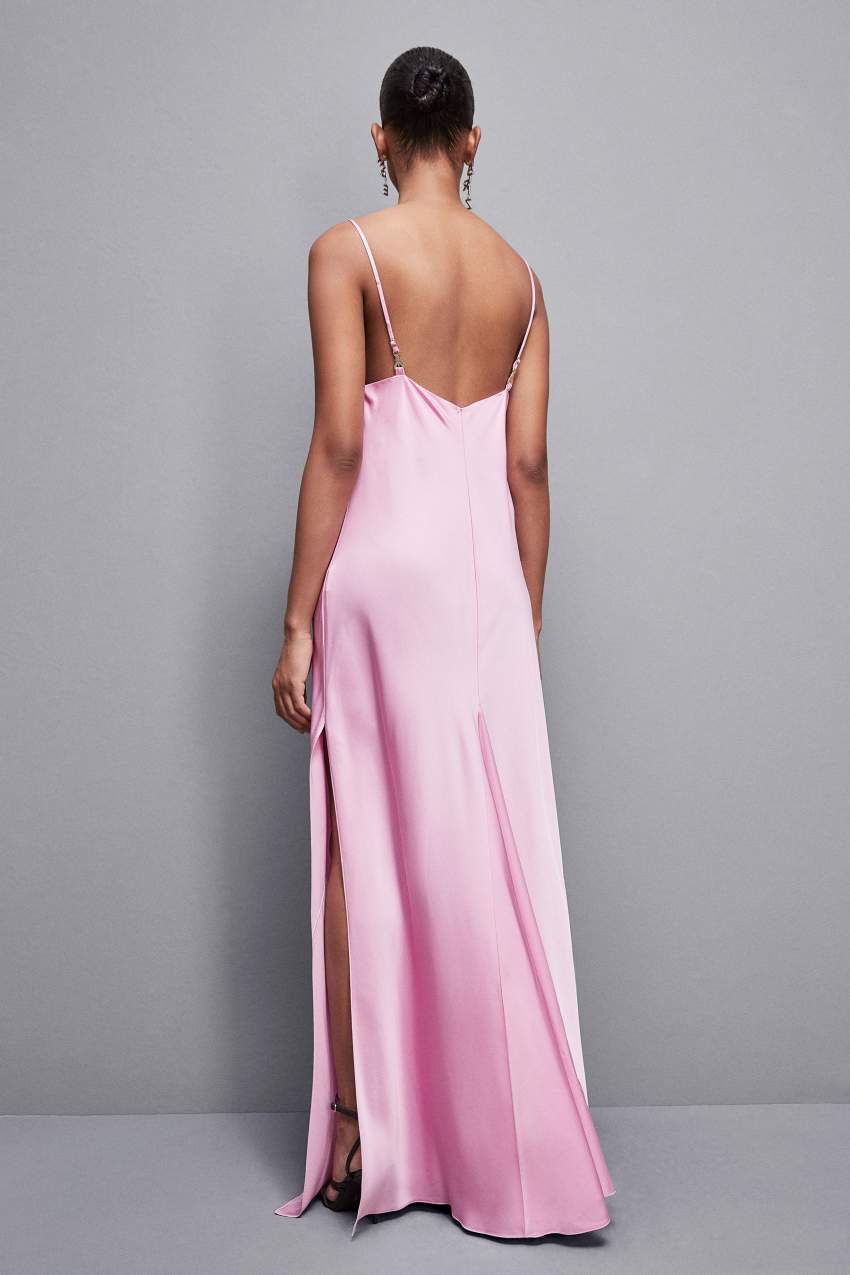 Pink Patrizia Pepe Long Viscose Satin Mermaid Dress | PBG106794