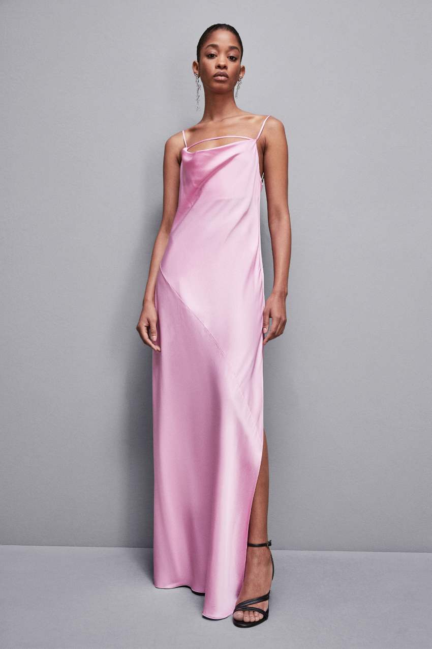 Pink Patrizia Pepe Long Viscose Satin Mermaid Dress | PBG106794