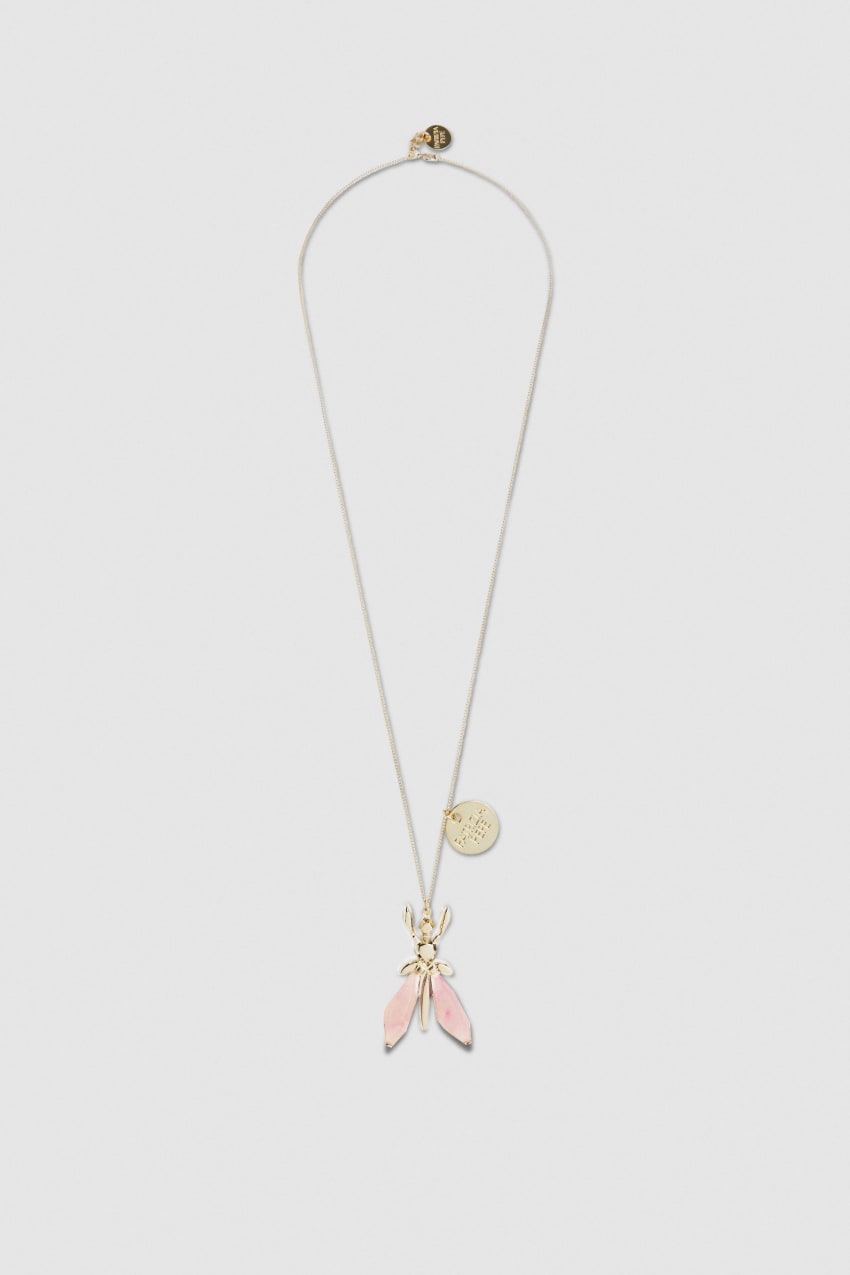 Pink Patrizia Pepe Precious Fly Necklace With Stones | LFV602749