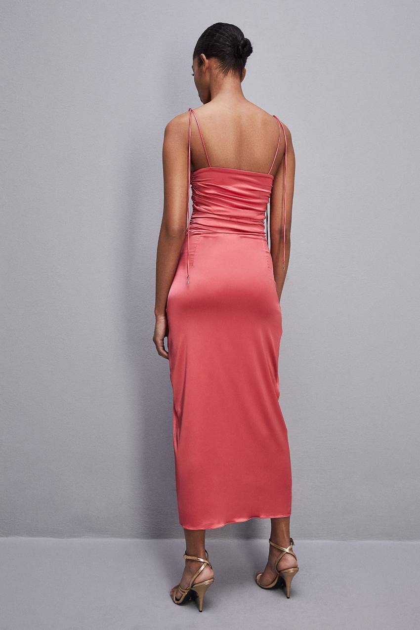 Pink Patrizia Pepe Satin Midi Dress | KIW087321