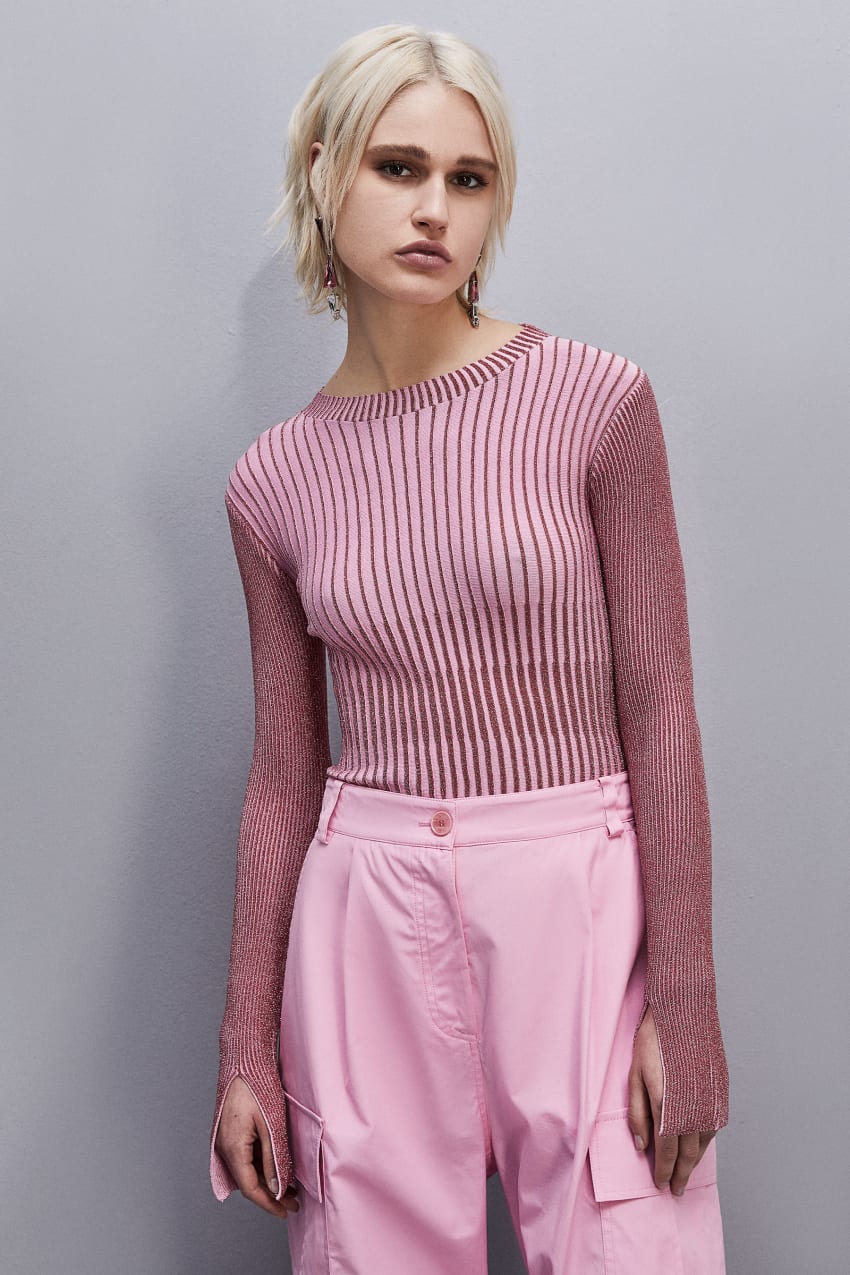 Pink Patrizia Pepe Slim Fit Lurex Sweater | VIF130948