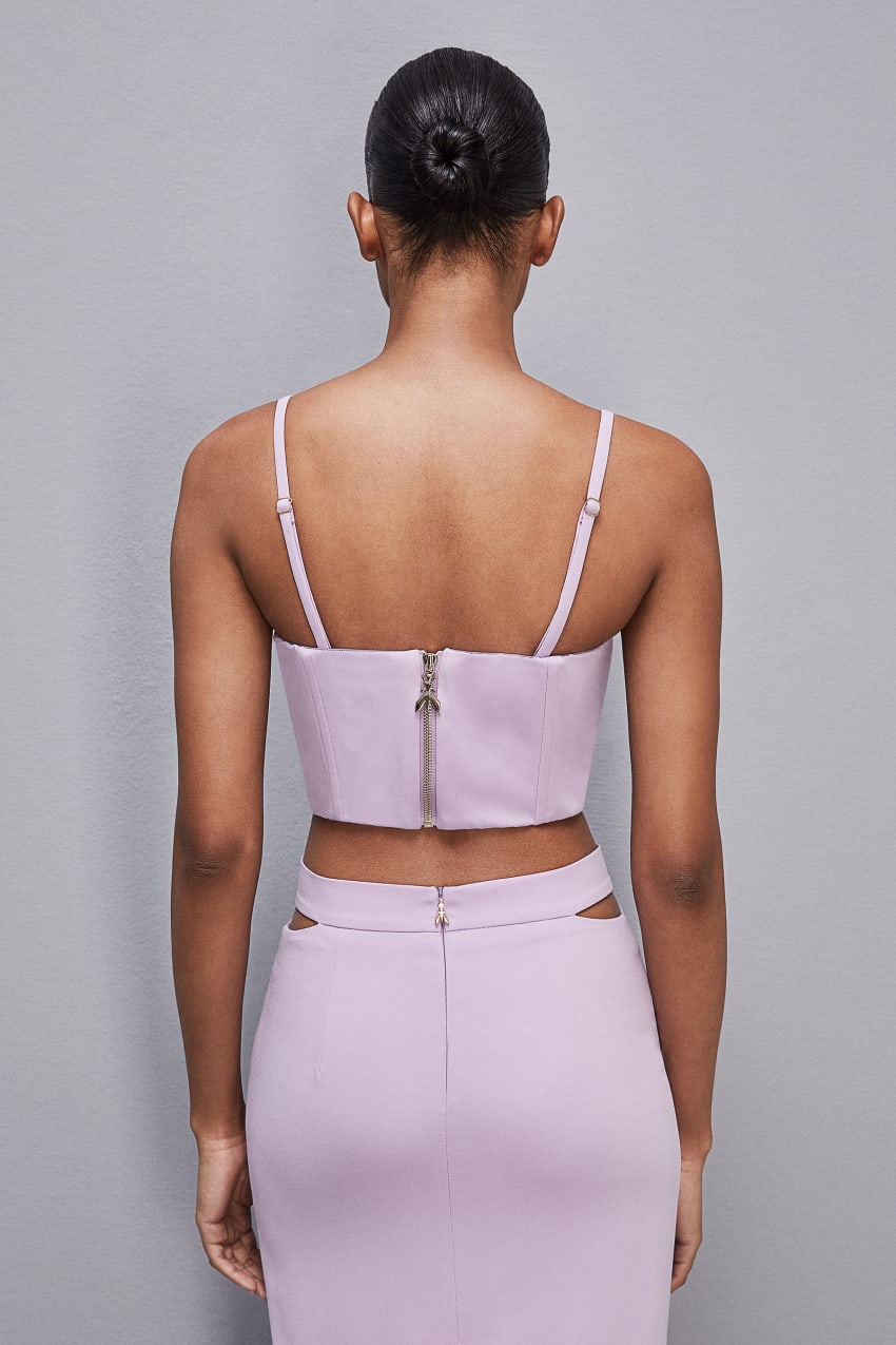 Purple Patrizia Pepe Cut-out Bustier Top In Sablé Crepe Fabric | HXG862135