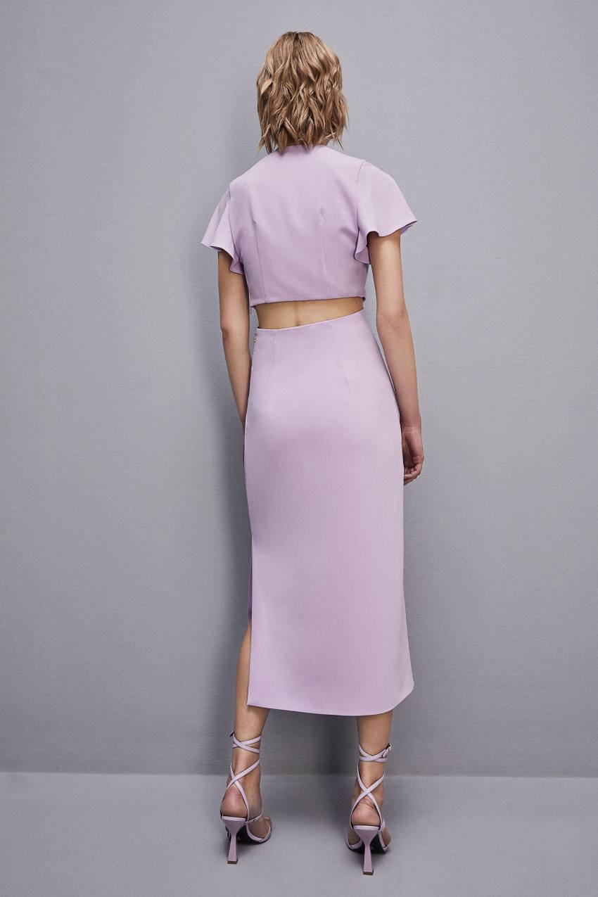 Purple Patrizia Pepe Cut-out Midi Dress In Sablè Crepe | CNI831457