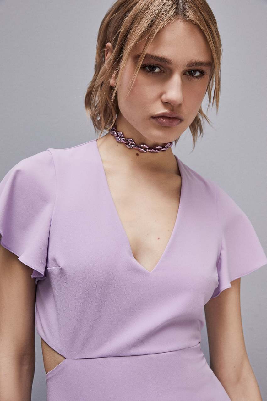 Purple Patrizia Pepe Cut-out Midi Dress In Sablè Crepe | CNI831457