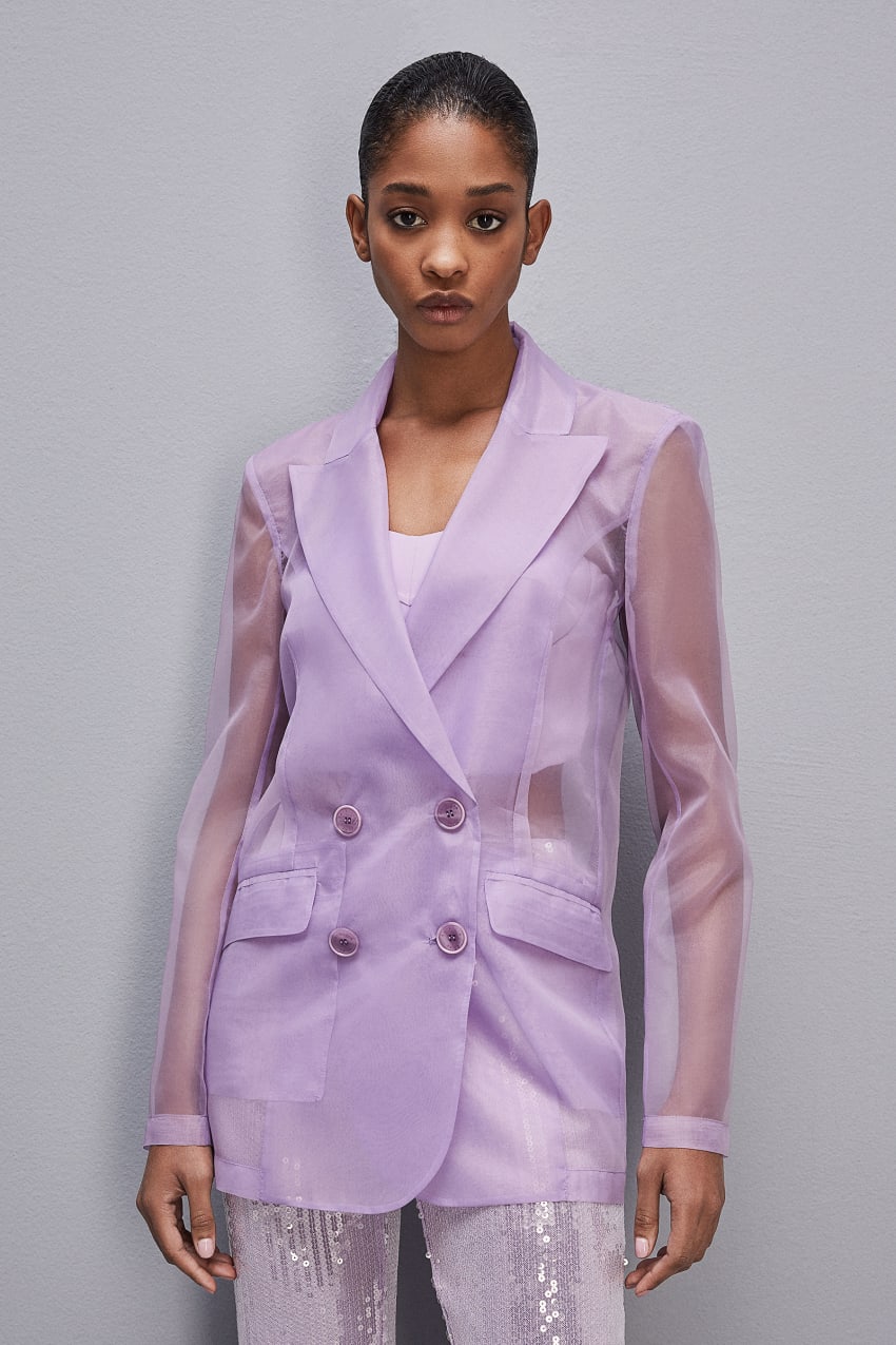 Purple Patrizia Pepe Double-breasted Jacket With Regular Sleeves | SAB089417