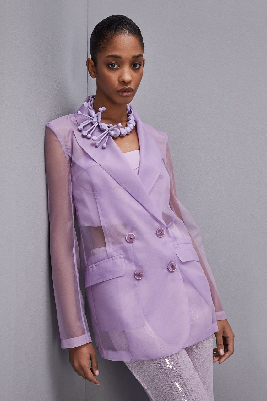 Purple Patrizia Pepe Double-breasted Jacket With Regular Sleeves | SAB089417