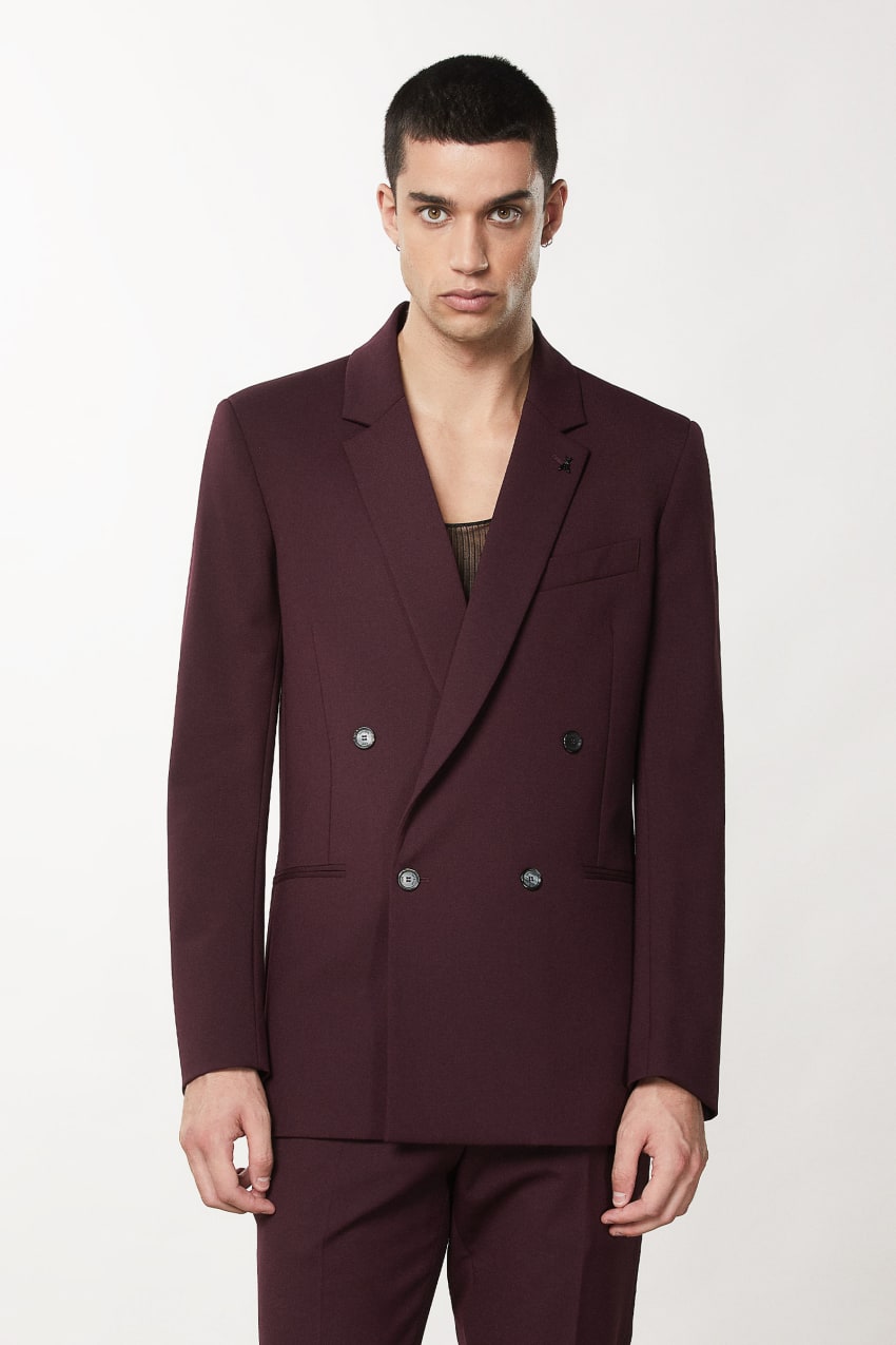 Purple Patrizia Pepe Double-breasted Wool-blend Jacket | LMW548261