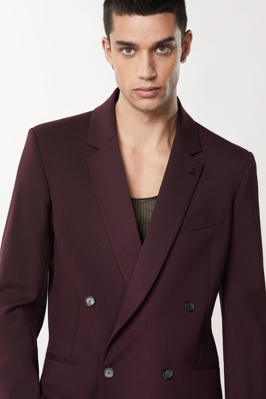 Purple Patrizia Pepe Double-breasted Wool-blend Jacket | LMW548261