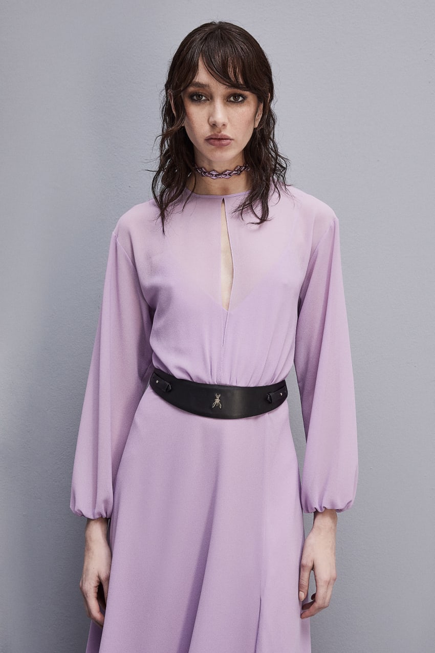 Purple Patrizia Pepe Double-breasted-effect Dress With Soft Sleeves | HMT021673