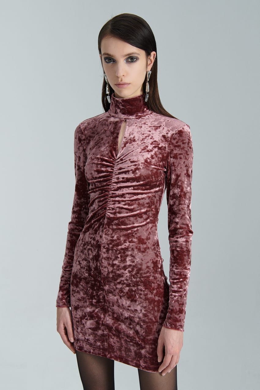 Purple Patrizia Pepe Essential Velvet Dress | HOD192843