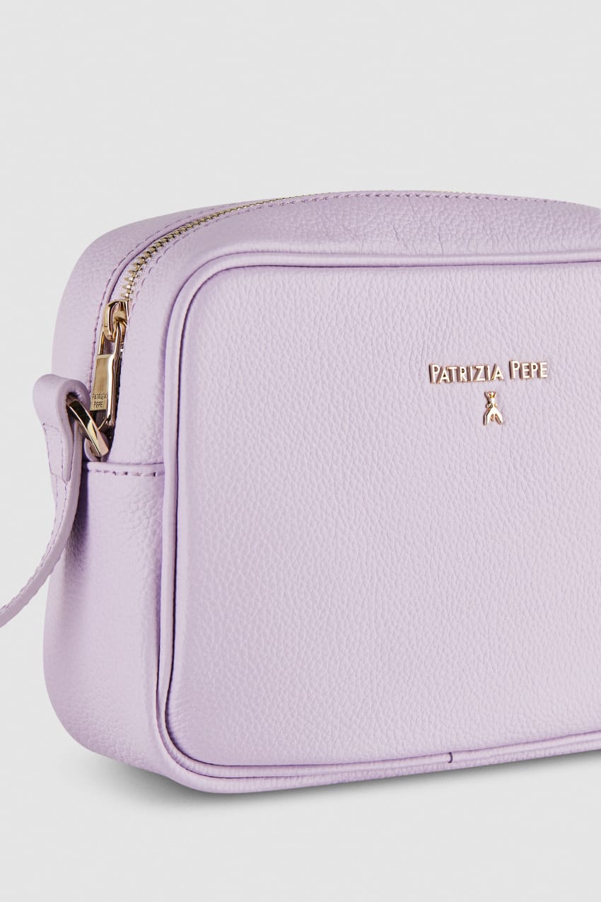 Purple Patrizia Pepe Leather Camera Bag With Inside Pocket | WXA486139