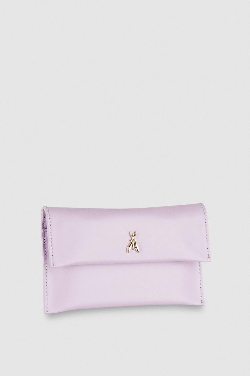 Purple Patrizia Pepe Leather Clutch Bag With Chain Shoulder Strap | BCG450296