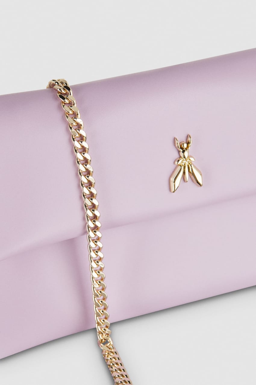 Purple Patrizia Pepe Leather Clutch Bag With Chain Shoulder Strap | BCG450296