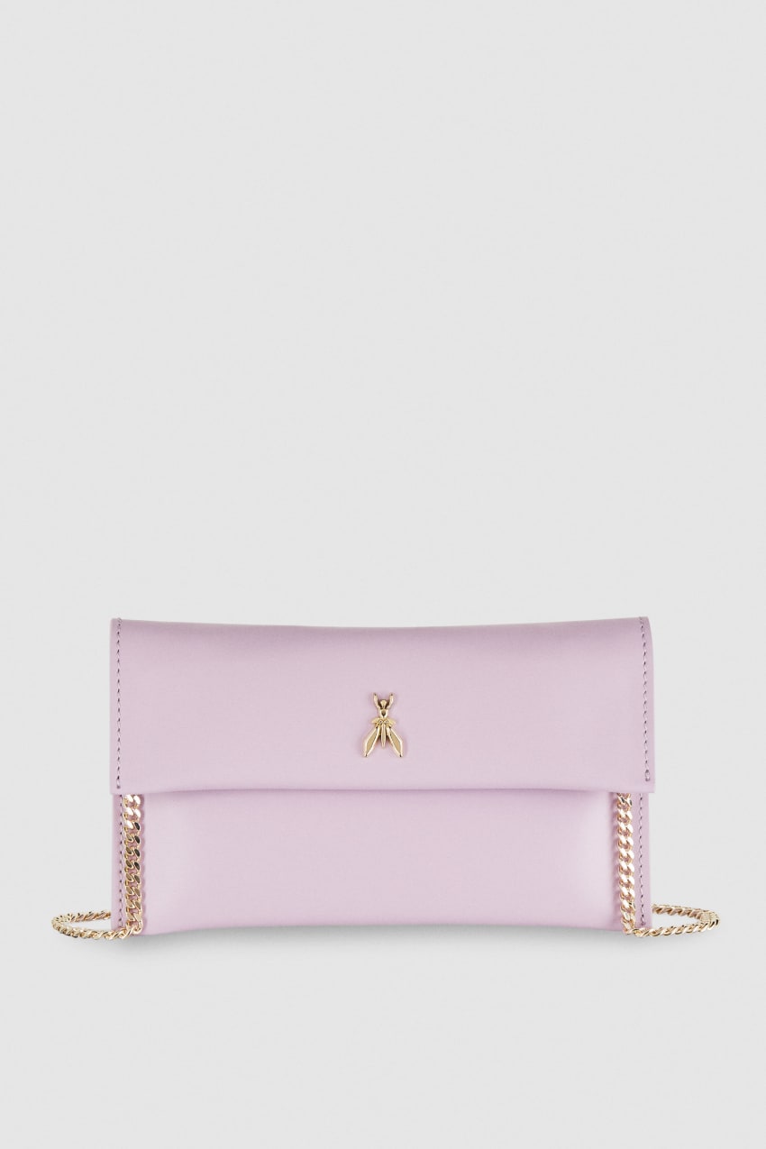 Purple Patrizia Pepe Leather Clutch Bag With Chain Shoulder Strap | BCG450296