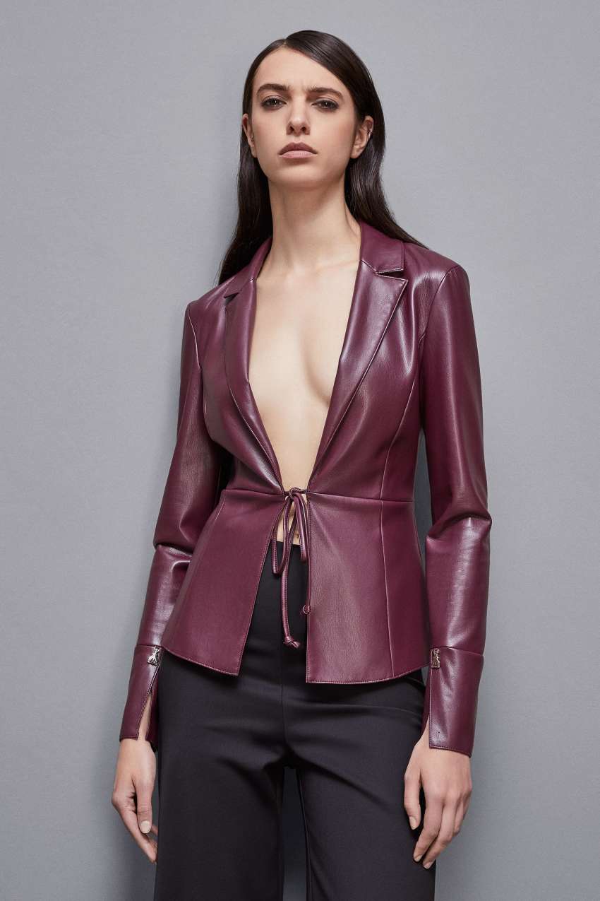 Purple Patrizia Pepe Leather-effect Overshirt Jacket | OMC035971