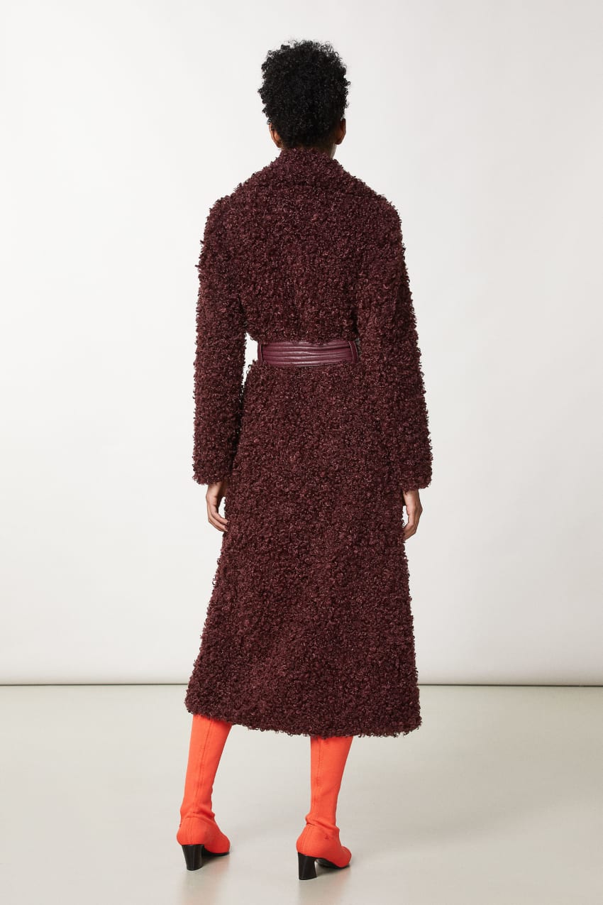 Purple Patrizia Pepe Long Fluffy Coat With Belt | RUE163908