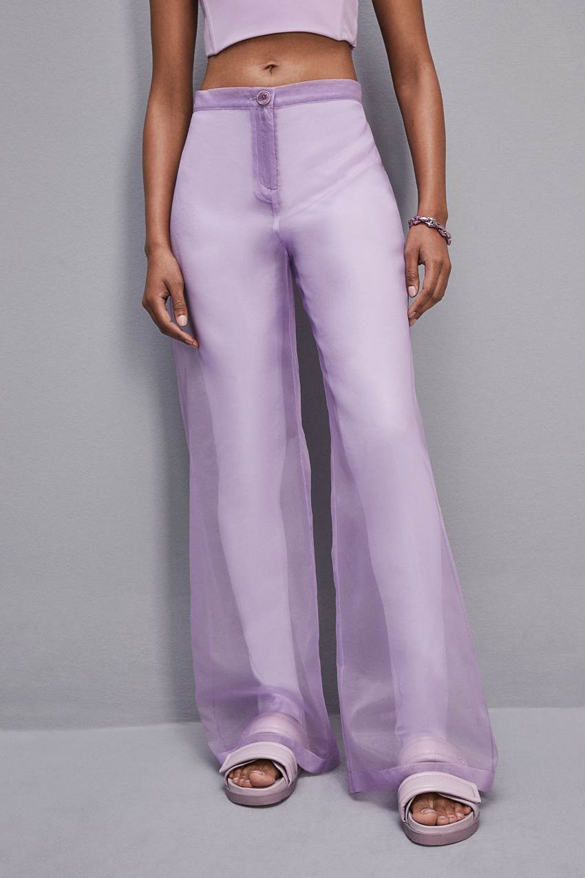 Purple Patrizia Pepe Low-waisted Palazzo Fit Pants In Jersey | LCD135809