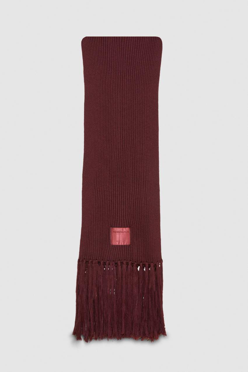 Purple Patrizia Pepe Ribbed Scarf With Fabric Fringes | ZHO761598