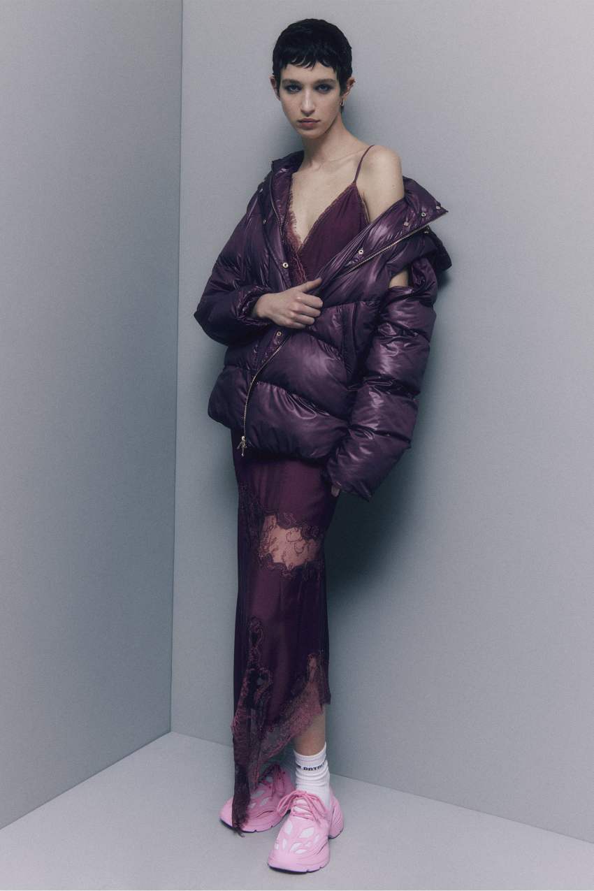 Purple Patrizia Pepe Shiny Nylon Over Down Jacket | FIG127089