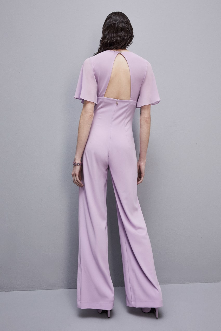 Purple Patrizia Pepe V-neck Jumpsuit In Sablè Crepe Fabric | SCJ614297