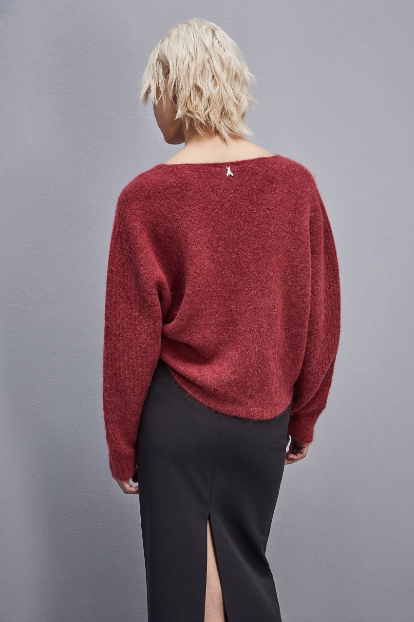 Red Patrizia Pepe Alpaca-blend Sweater With V-neck | GHA869024