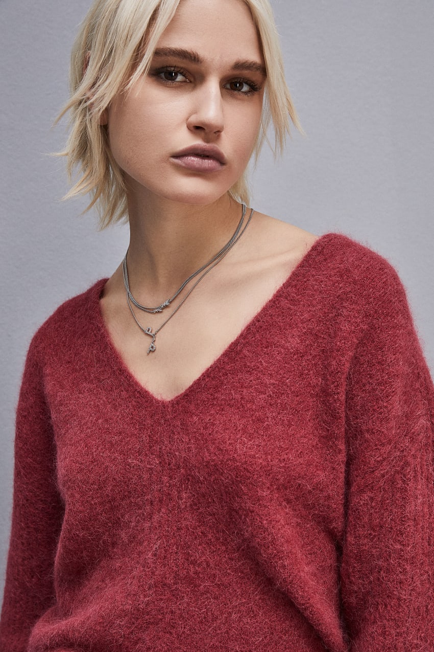 Red Patrizia Pepe Alpaca-blend Sweater With V-neck | GHA869024