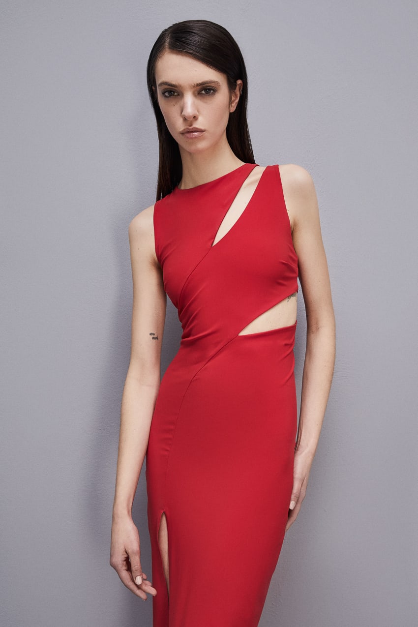 Red Patrizia Pepe Cut-out Jersey Dress | VGU489123