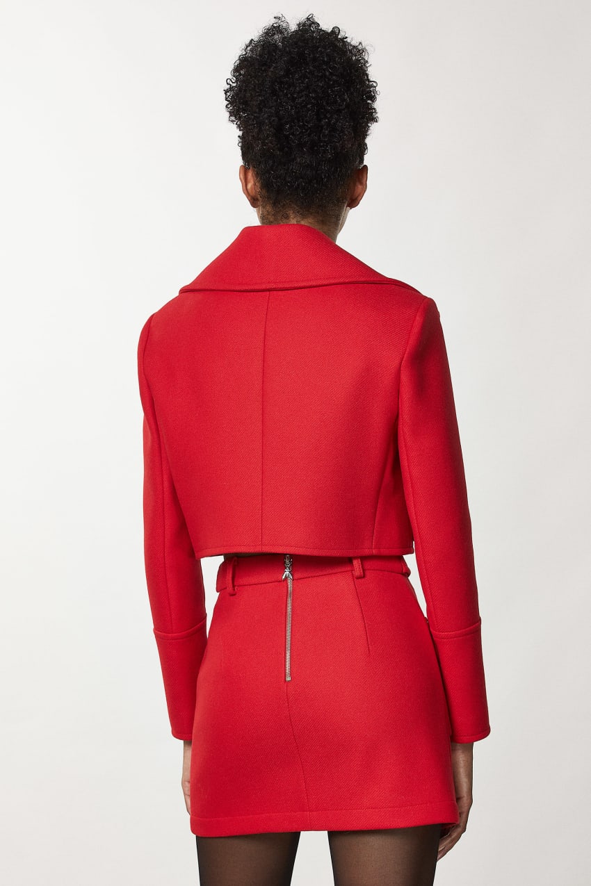 Red Patrizia Pepe Double Breasted Cropped Coat | UXP419678