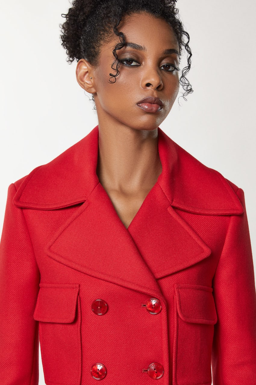 Red Patrizia Pepe Double Breasted Cropped Coat | UXP419678