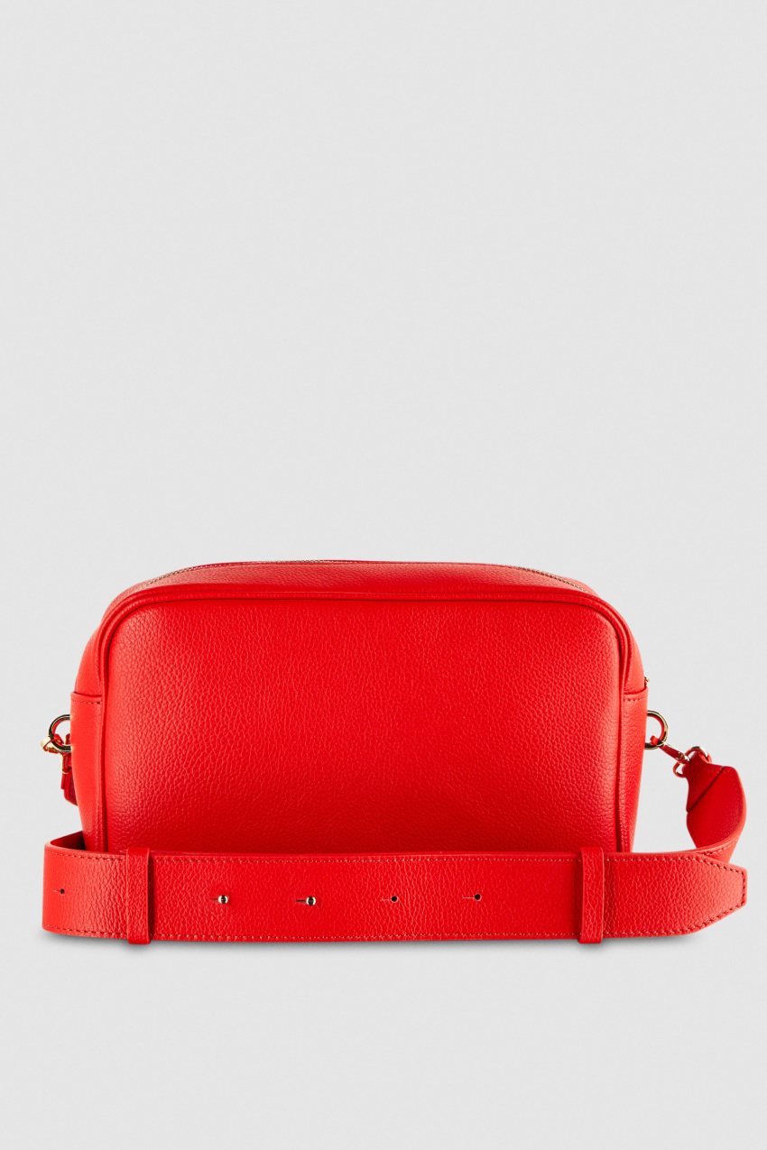 Red Patrizia Pepe Fly Camera Leather Bag With Chain | GOC824659