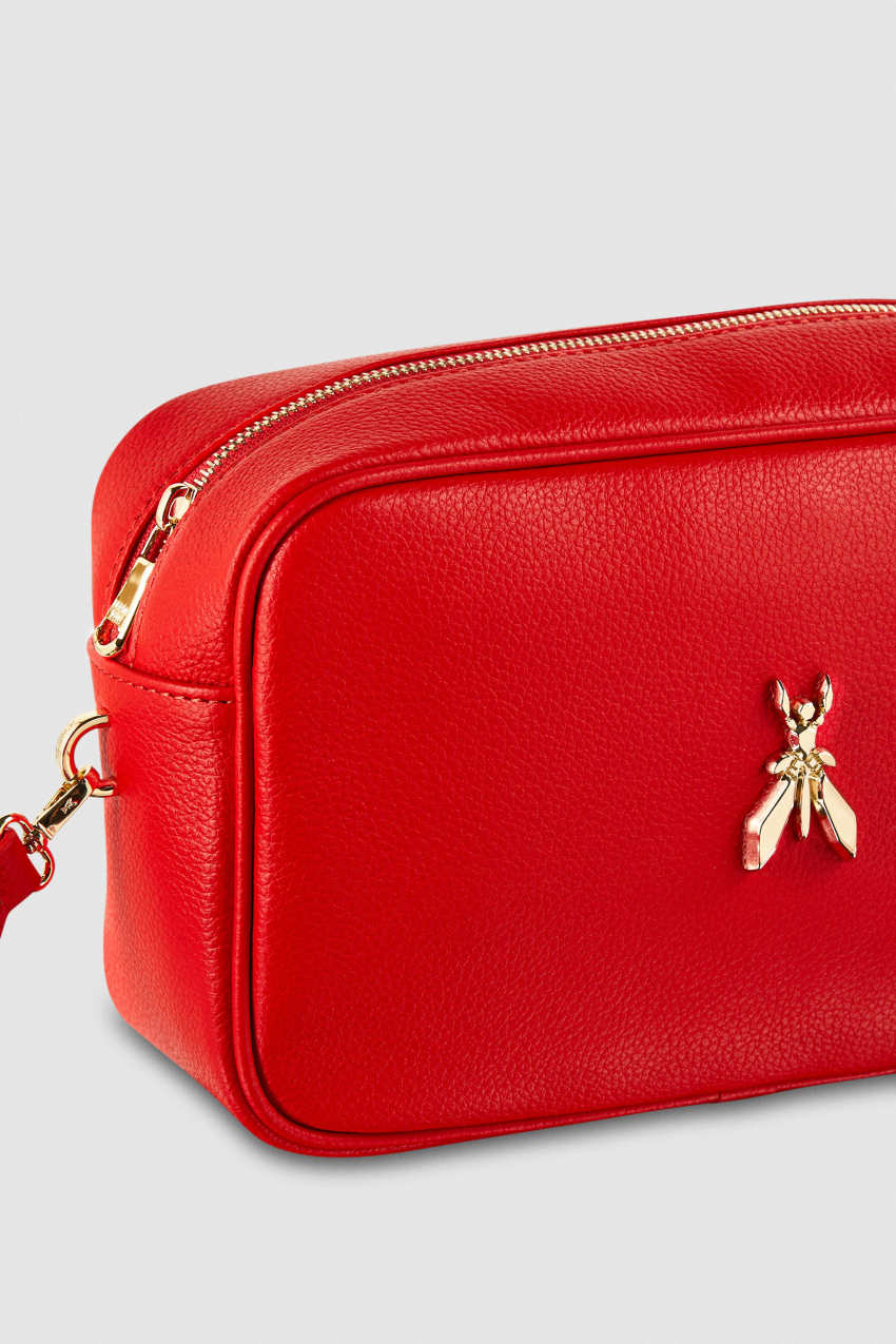 Red Patrizia Pepe Fly Camera Leather Bag With Chain | GOC824659