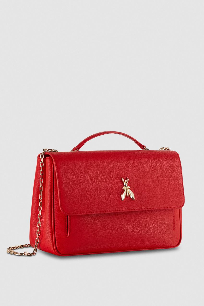 Red Patrizia Pepe Fly Leather Shoulder Bag With Chain | FJS508349