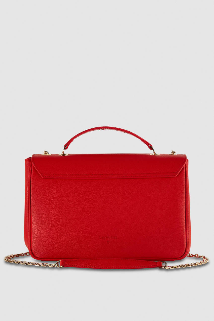 Red Patrizia Pepe Fly Leather Shoulder Bag With Chain | FJS508349