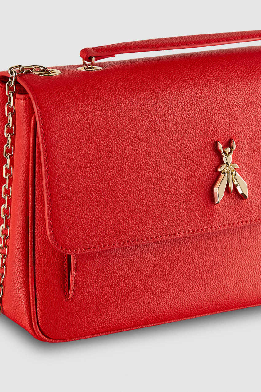 Red Patrizia Pepe Fly Leather Shoulder Bag With Chain | FJS508349