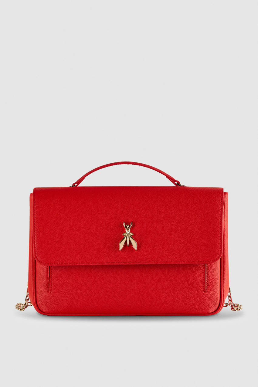 Red Patrizia Pepe Fly Leather Shoulder Bag With Chain | FJS508349