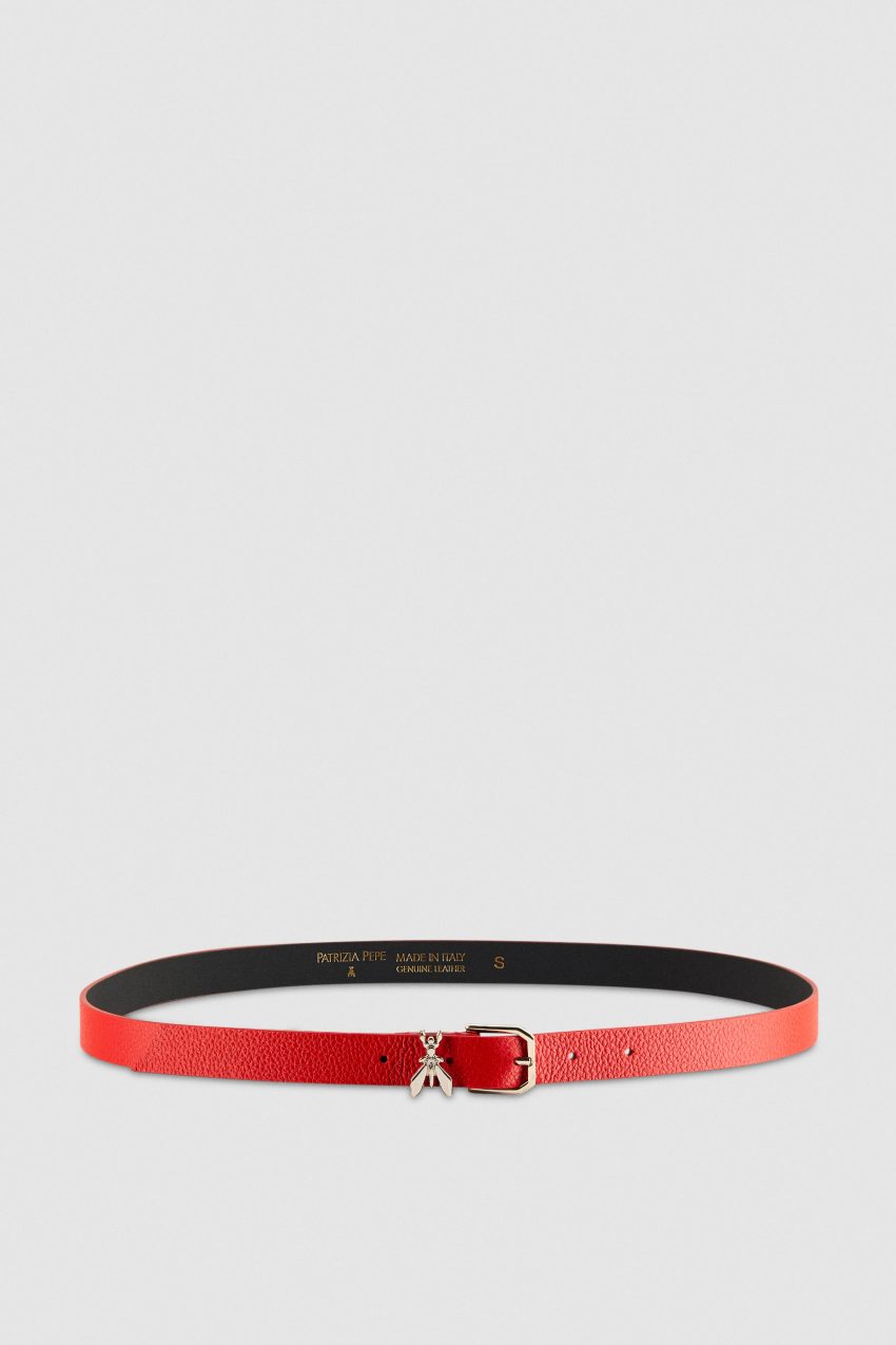 Red Patrizia Pepe Low-waist Hammered Leather Belt | XYG692807