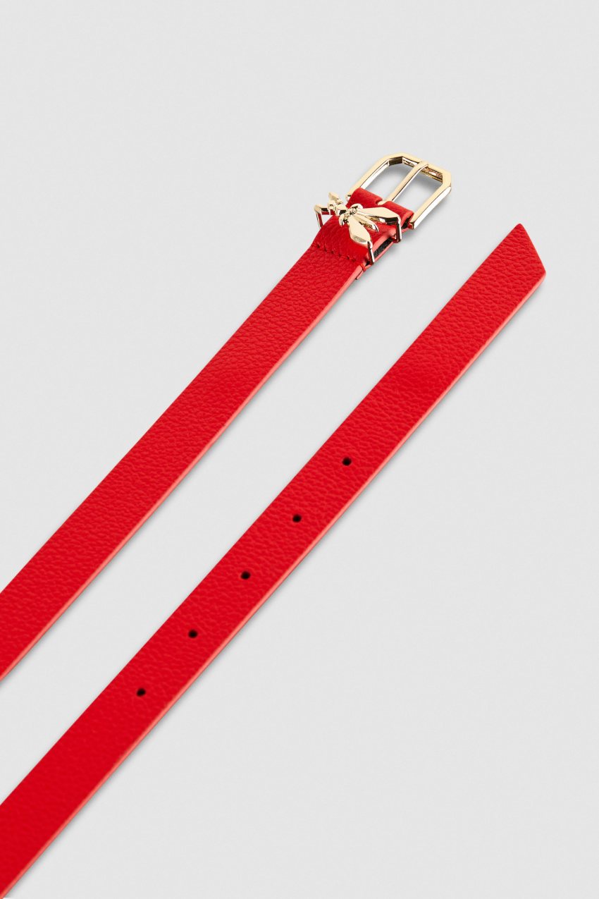 Red Patrizia Pepe Low-waist Hammered Leather Belt | XYG692807