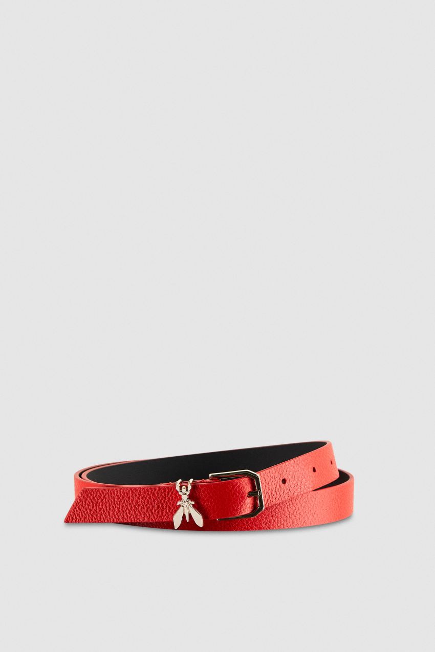 Red Patrizia Pepe Low-waist Hammered Leather Belt | XYG692807