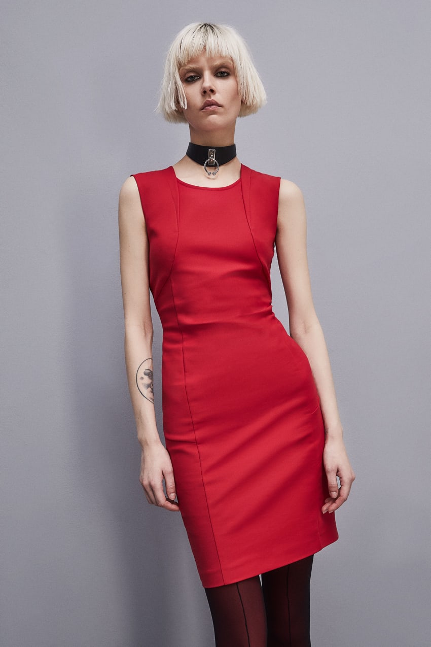 Red Patrizia Pepe Midi Sheath Dress | KWS489320