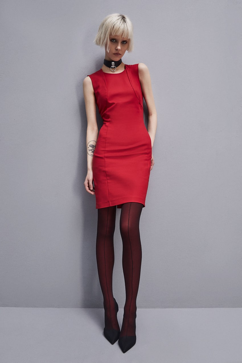 Red Patrizia Pepe Midi Sheath Dress | KWS489320