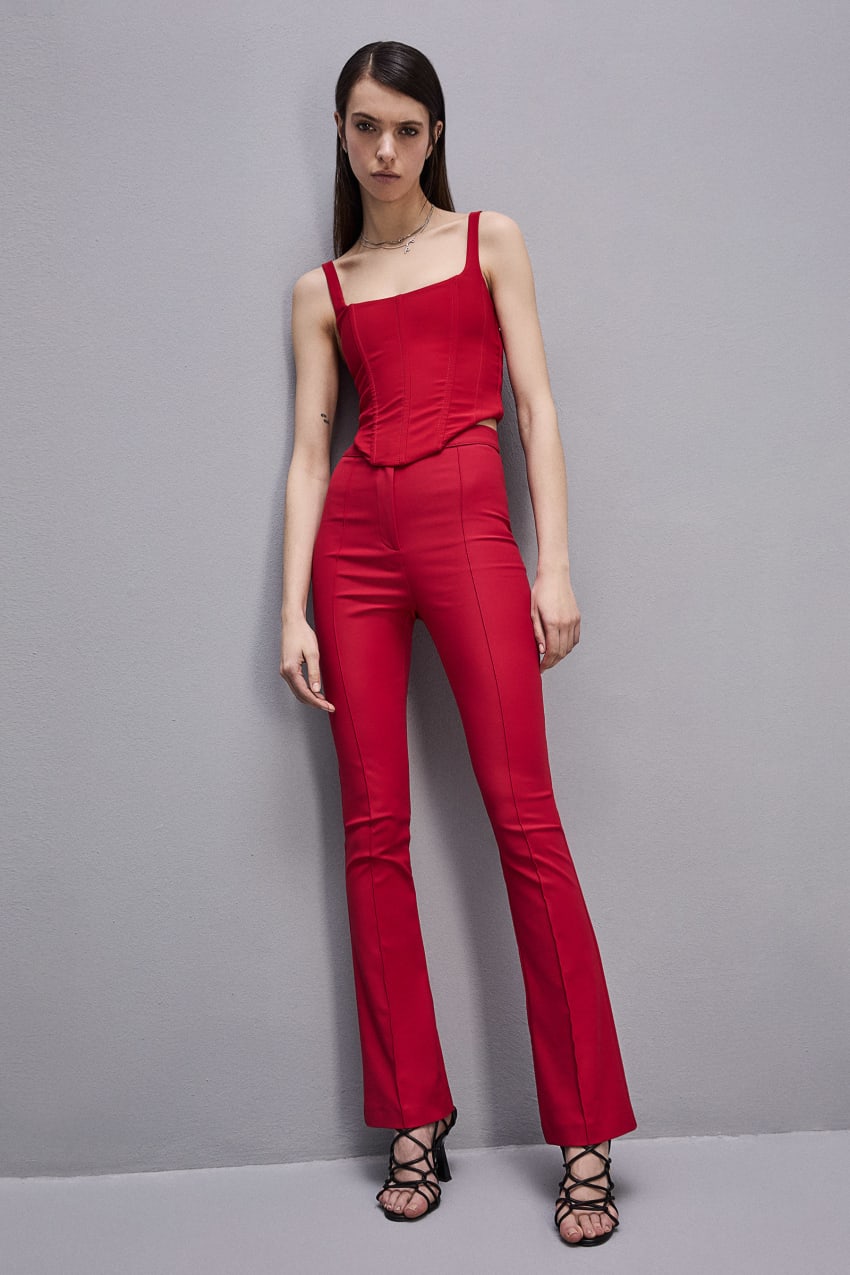 Red Patrizia Pepe Slim Flare Pants | FEP549362