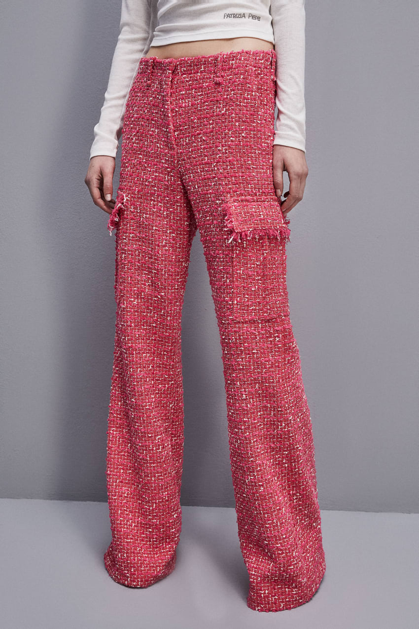 Red Patrizia Pepe Tweed Cargo Pants | UMJ051789