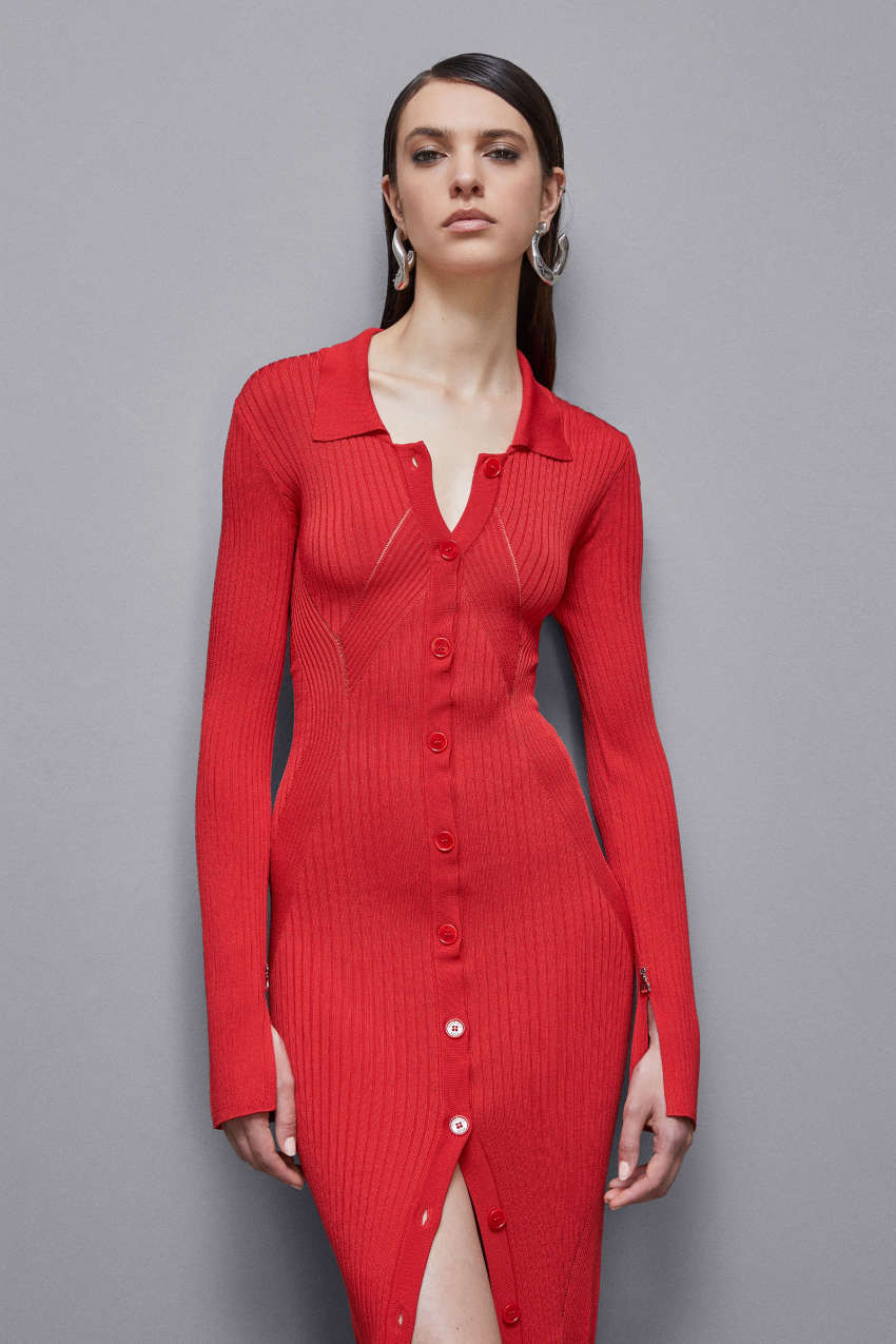 Red Patrizia Pepe Viscose Blend Shirt Dress | NEW269784