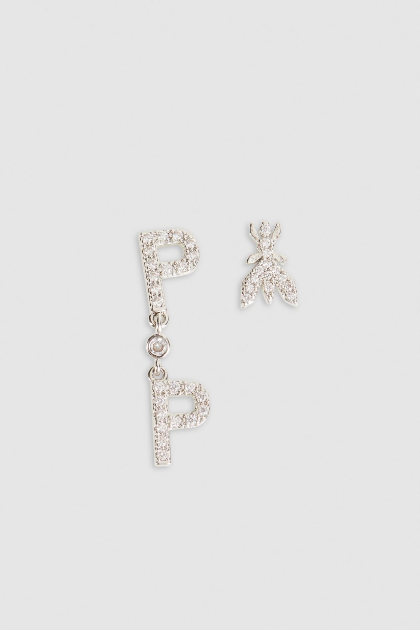 Silver Patrizia Pepe Brass And Glass Earrings | BQL471628