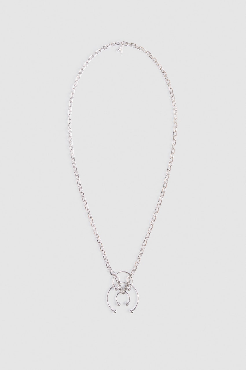 Silver Patrizia Pepe Long Necklace With Piercing | TKN051987