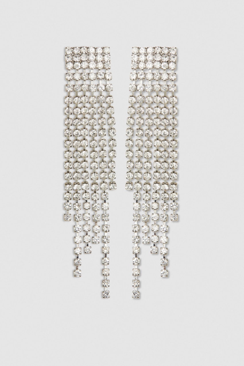 Silver Patrizia Pepe Rhinestone Earrings | HTY028476