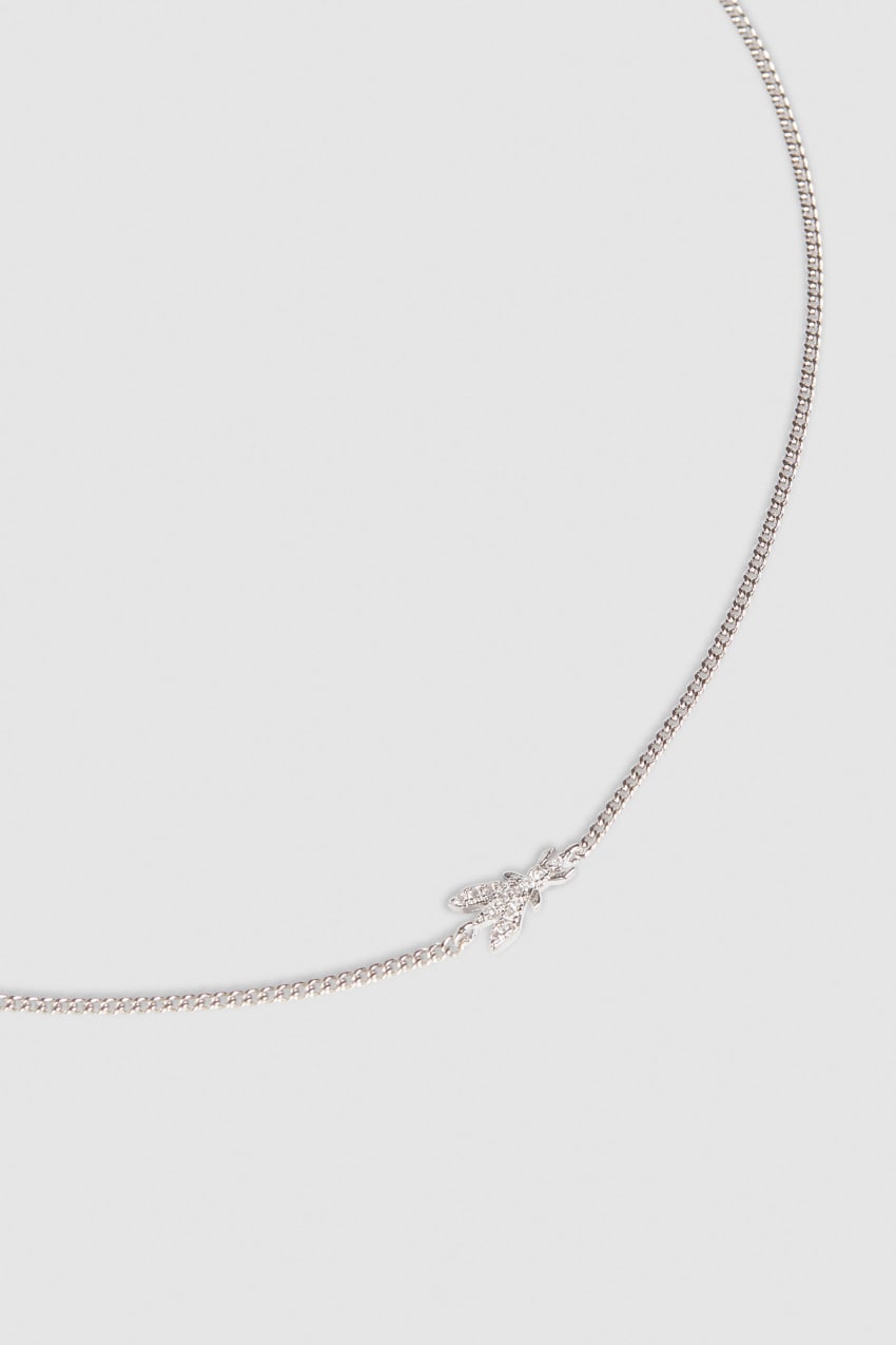 Silver Patrizia Pepe Rhinestone Necklace | LGE024653