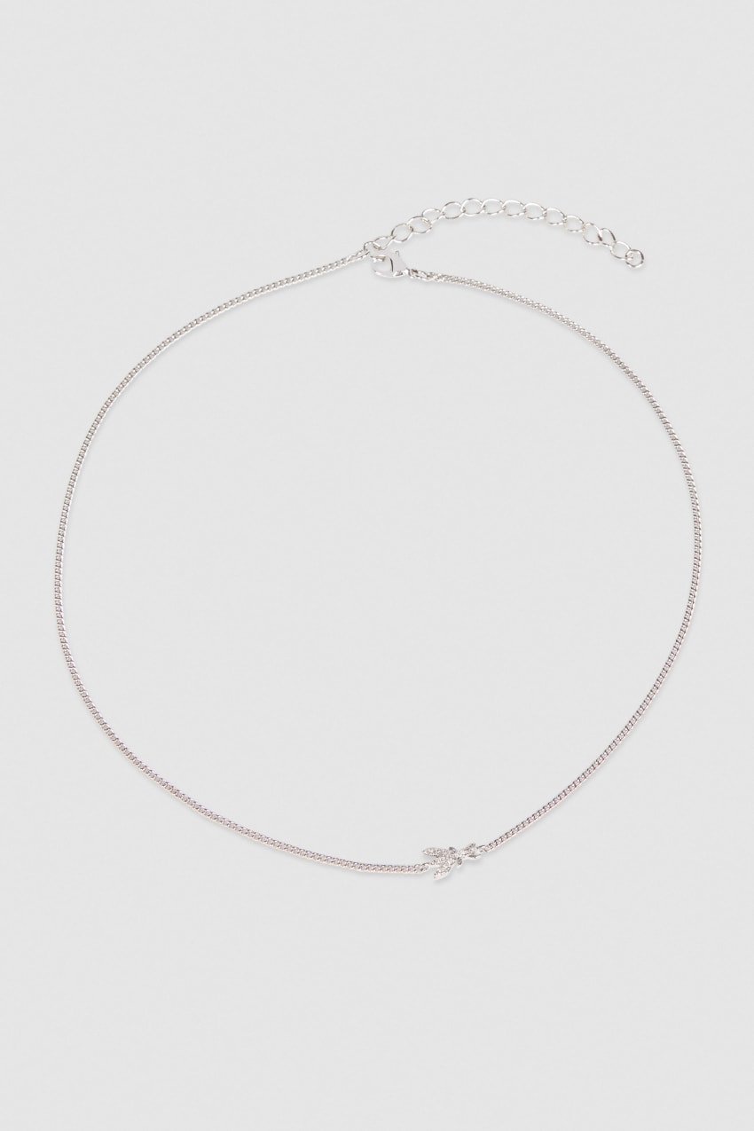 Silver Patrizia Pepe Rhinestone Necklace | LGE024653